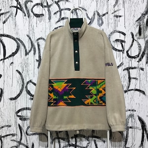 Vintage Fila Ski Fleece 90&#39;s Mens, Size XL, 1/3 Snap Zip, Beige 002
