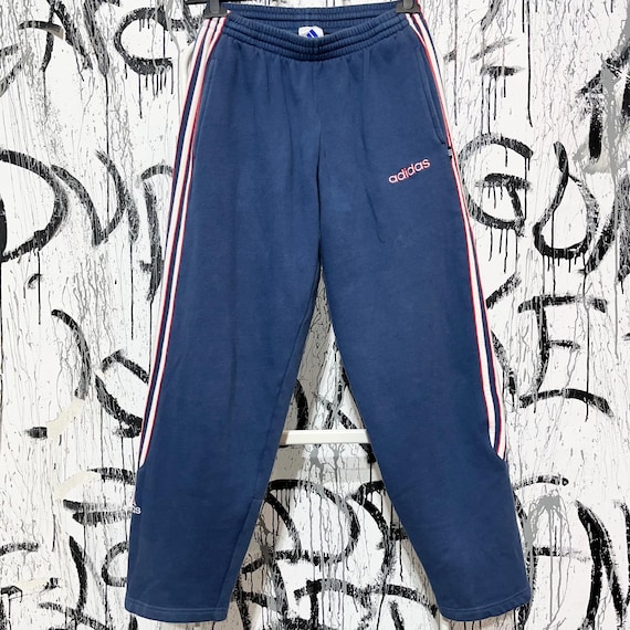 Vintage Adidas 90s Sweatpants Fleece Blue Mens Size M Cotton 