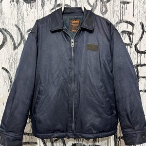 Vintage Schott bomber heren veiligheidsjack 1996 medium blauw boxy fit 345