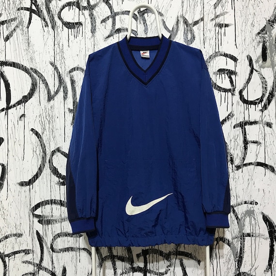 90‘s vintage NIKE numberingTee MAXI OP Nike Vintage Sweatshirt Nylon V-neck 94-99 Years Size S Mens