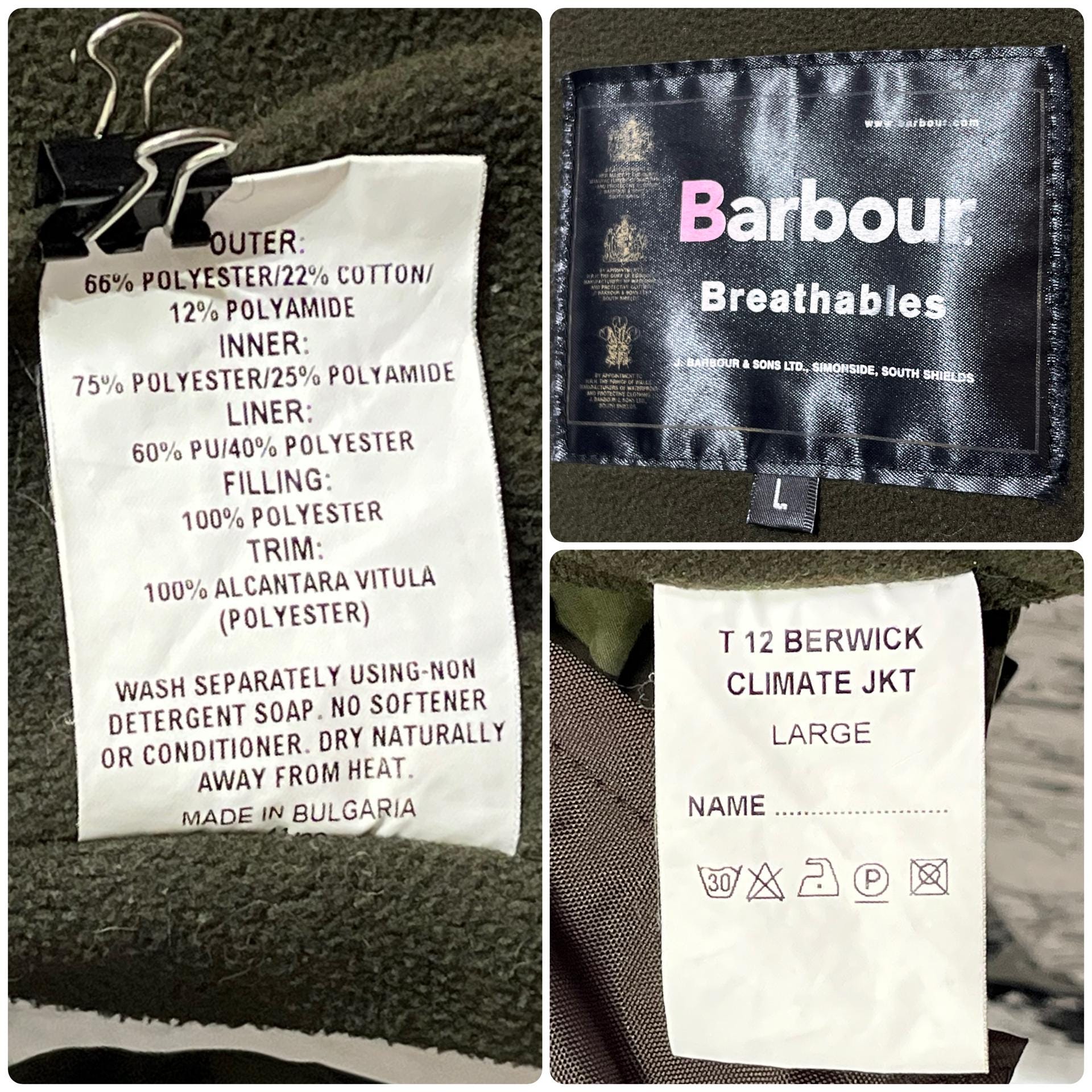 Barbour Breathables Berwick Climate Winter Mens Jacket Green Large