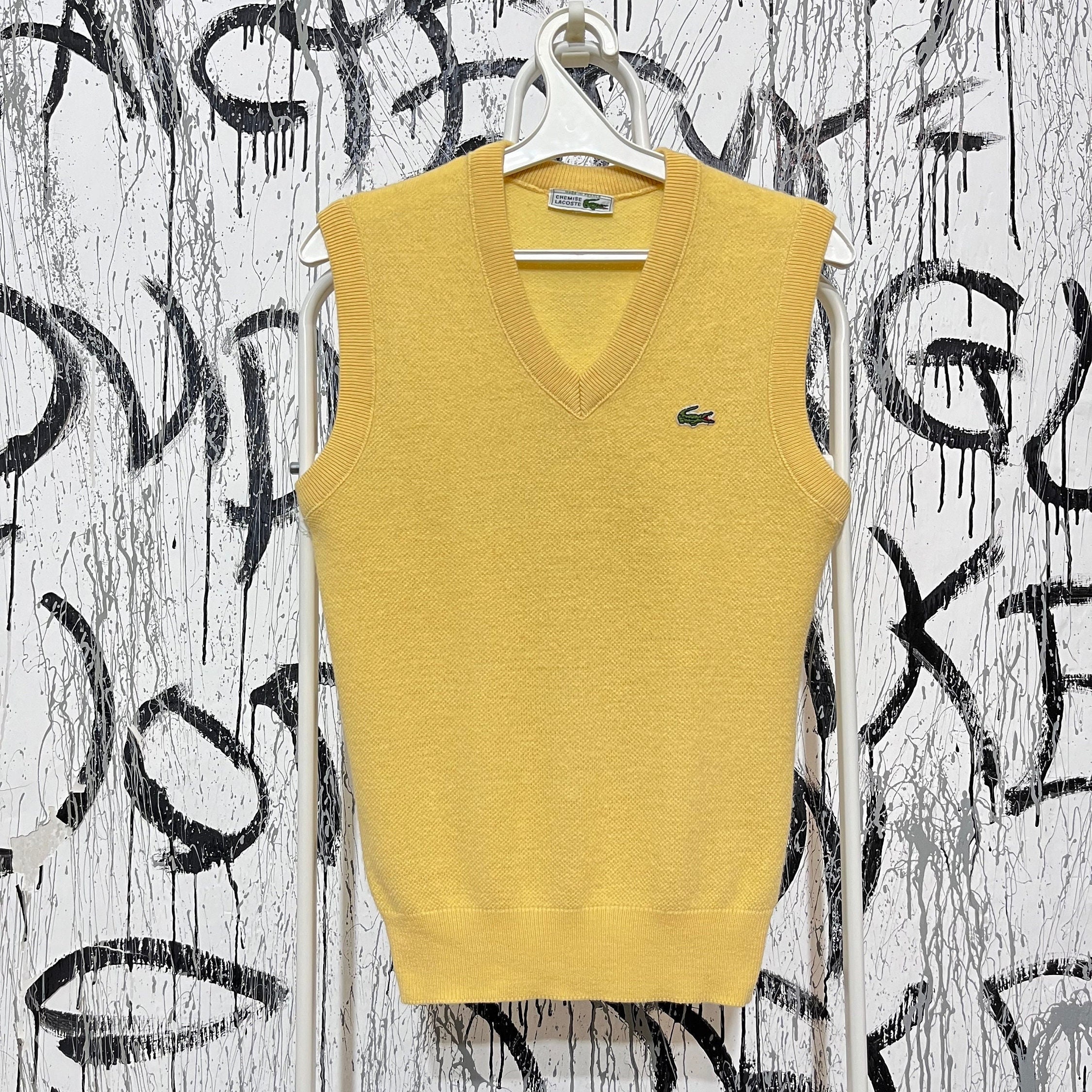 Vintage des annees 90 chemise Lacoste gilet en laine pour femme jaune taille 3 s sans manches France Etsy France