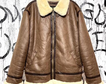 Vintage 80s Avirex B3 US Army Air Force Sheepskin Leather Bomber