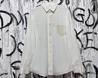 Maison Martin Margiela SS 2014 Camisa para hombre con botones Talla 46 Blanco Italia