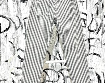 Pantalones vaqueros básicos vintage Diesel Industry rectos a cuadros blancos y negros, talla 34/cintura real 30