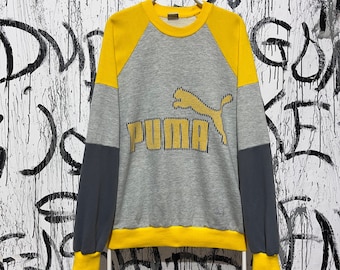 Vintage Puma Sweatshirt Pullover Mens 90s Size 7 Spell Out Logo Crew Neck