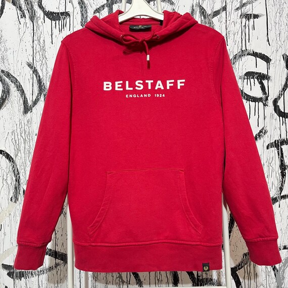 Belstaff, Belstaff Hoodie Chest Logo Red Hooded Women’s Size XS Cotton 376