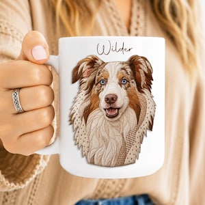 Custom Pet Face Coffee Mug Personalized Name Patchwork Art Dog Cat Rescue Gotcha Adoption Day Congrats Pet Loss Memorial Keepsake Gift