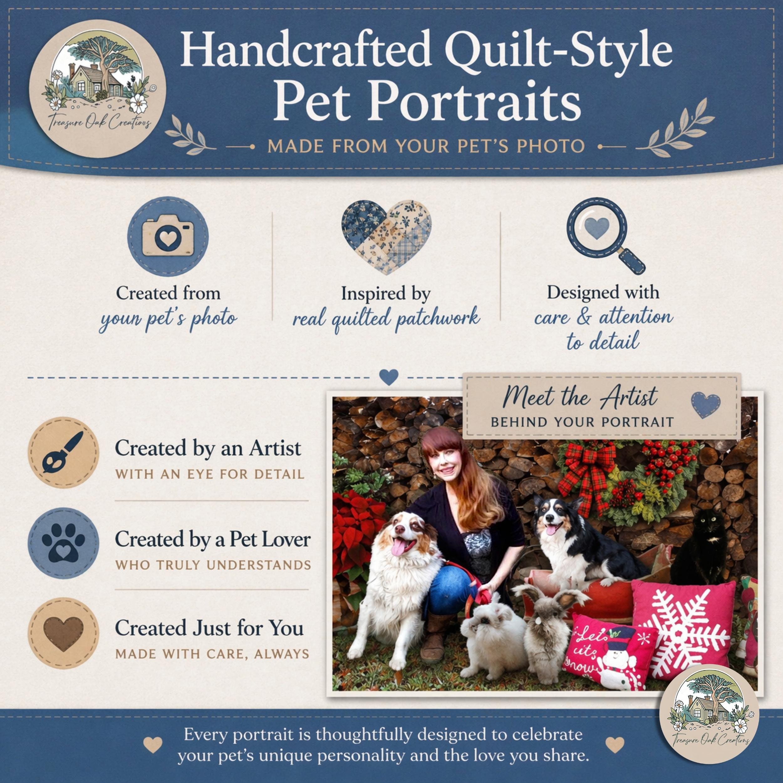 Custom Pet Portrait Blanket, Patchwork Quilt Style Art Pet Lover Dog Mama Keepsake Gift, Gotcha Adoption Day or Memorial Gift