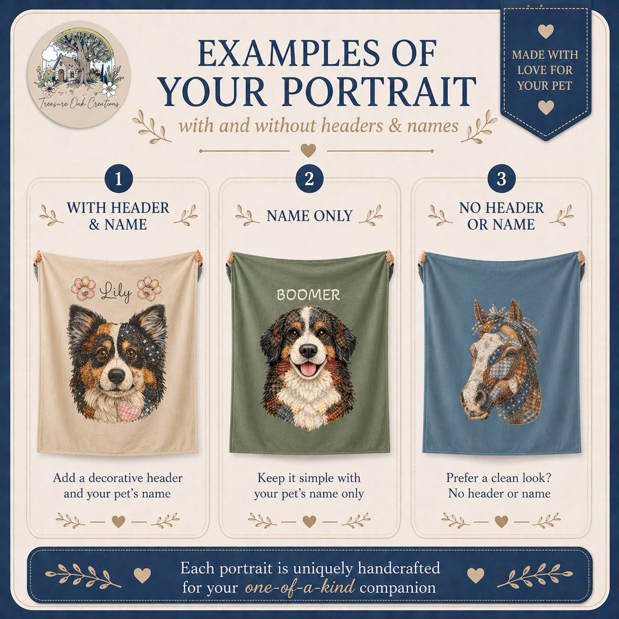 Custom Pet Portrait Blanket, Patchwork Quilt Style Art Pet Lover Dog Mama Keepsake Gift, Gotcha Adoption Day or Memorial Gift