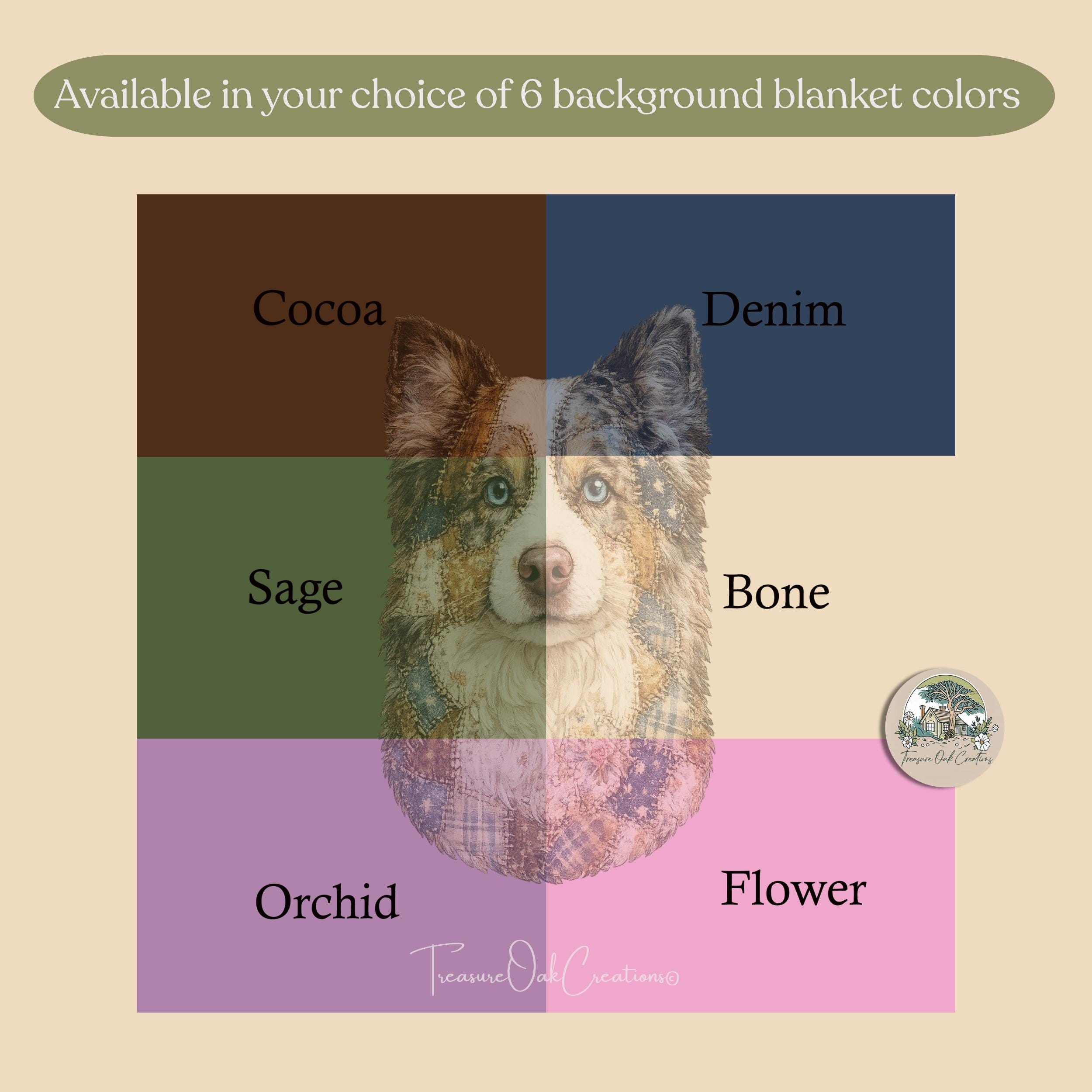 Custom Pet Portrait Blanket, Patchwork Quilt Style Art Pet Lover Dog Mama Keepsake Gift, Gotcha Adoption Day or Memorial Gift