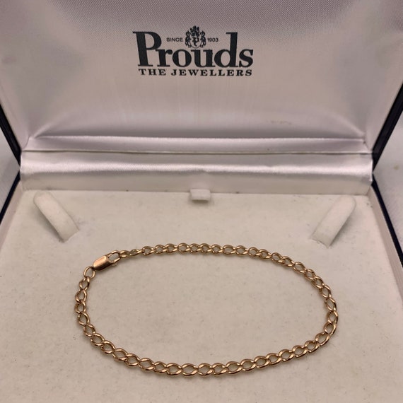 9K Solid Rose Gold Curb Bracelet Vintage Jewellery 9” 7g