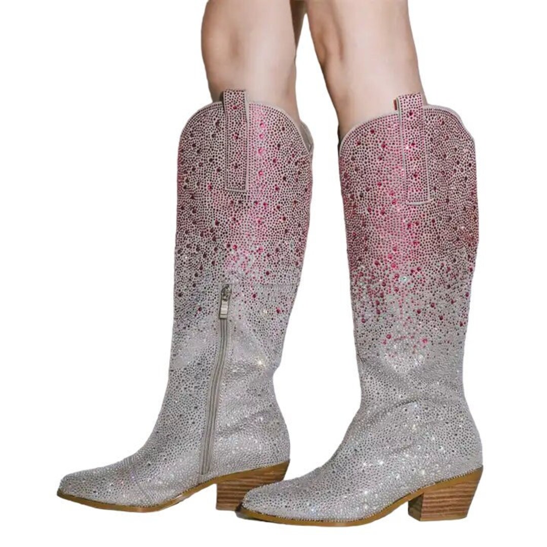 silver sparkly cowgirl boots