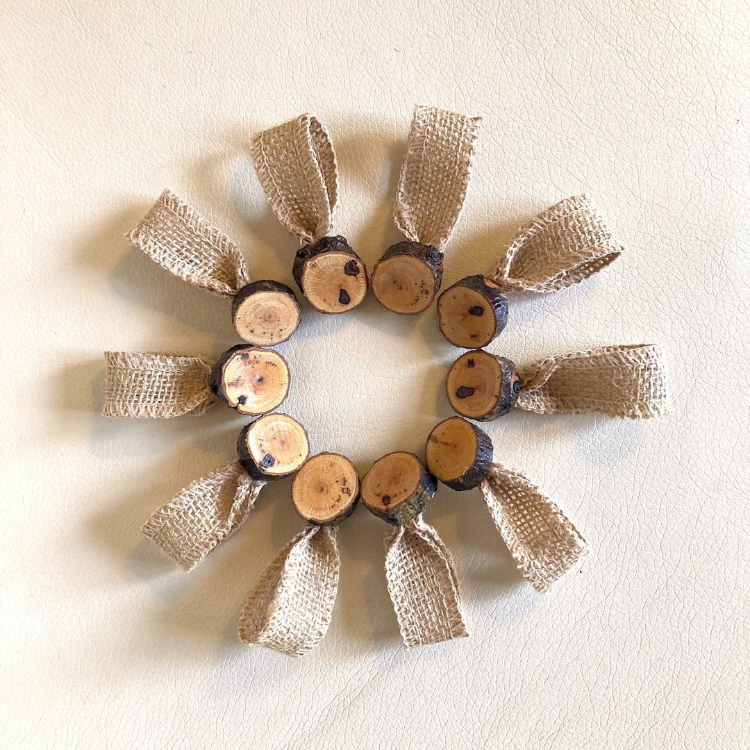 Natural Wood Curtain Rings With Burlap Tabs to Soften Any Etsy