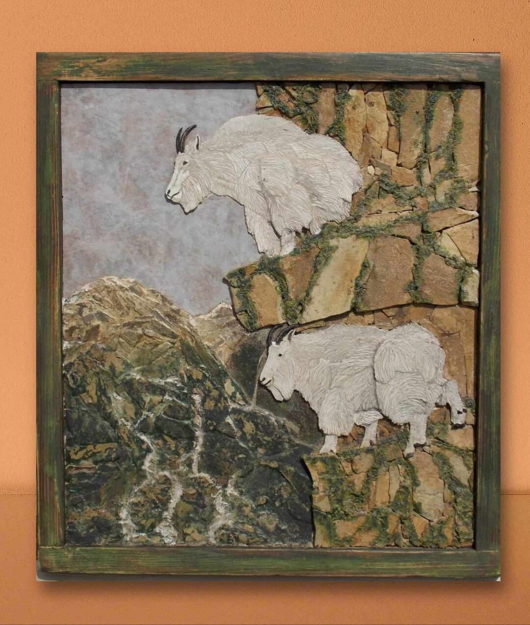 Mountain Goat Mosaic,tile Mosaic Artwork, Cut Style Mosaic, Mountain