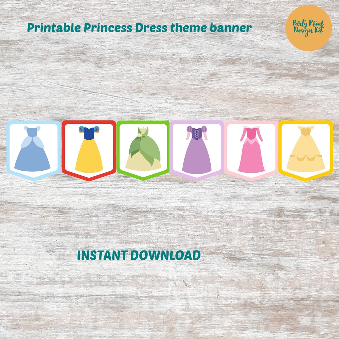 Instant Download, Digital Disney Princess Banner, Printable Princess ...