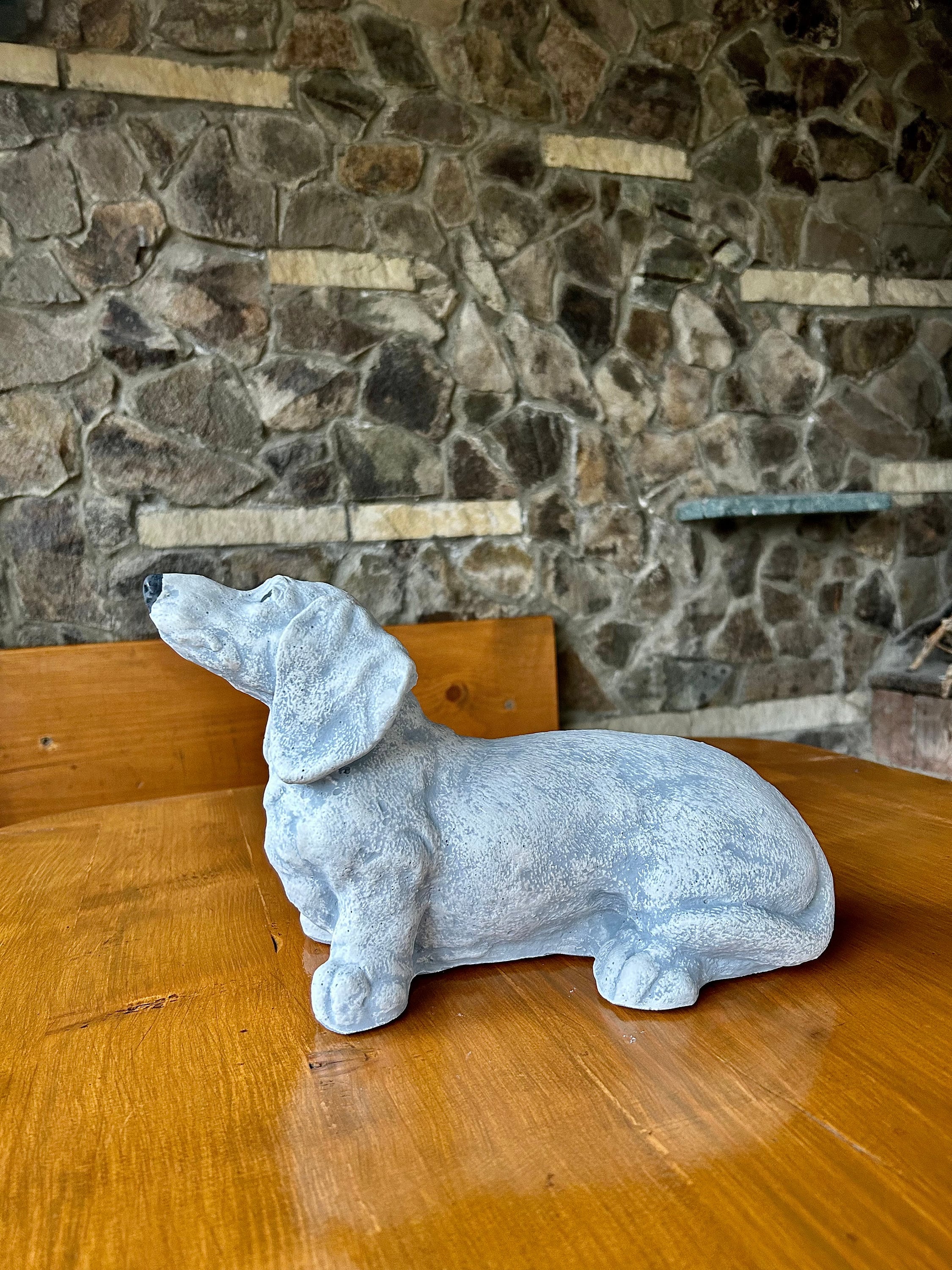 Dachshund Concrete Statue, Dachshund Garden Figurine, Garden Decor