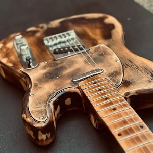 Electric Guitar with Embered ™ Relic Finish (Unique One of a Kind Eye Catching Guitar Relic! Perfect Gift for Musicians! Video Demo in Desc)