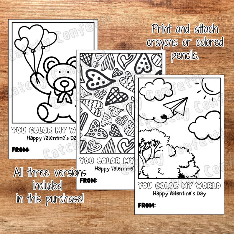 Coloring Sheet Noneditable Printable Valentines Valentine for Crayons