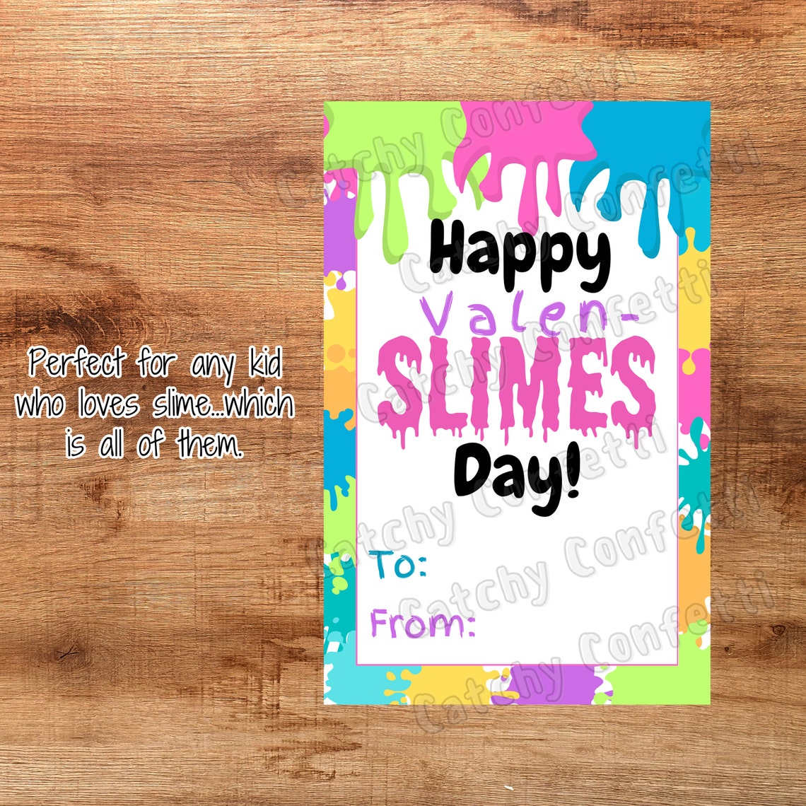 Printable Valen Slime Non-editable Printable Valentines; Non-edible Valentine; Happy ...