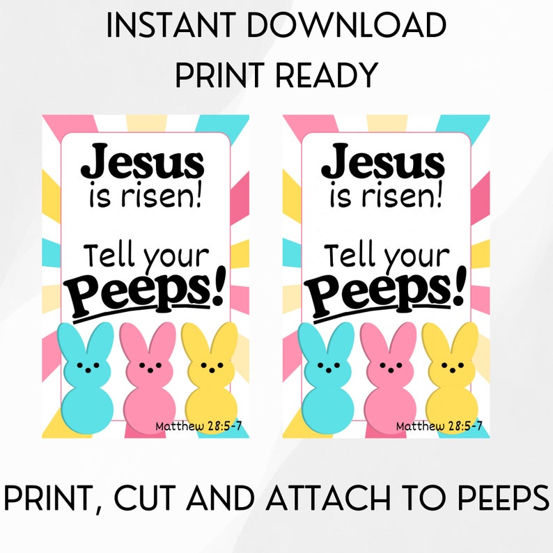 Jesus is Risen Tell Your Peeps Peeps Christian Noneditable Printable