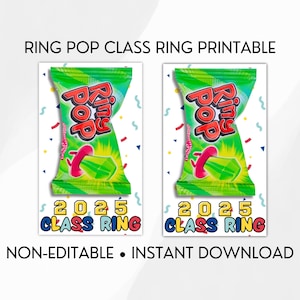 Non-Editable Class Ring 2025 Tag for Ring Pop - Kindergarten Preschool - Class Treat Printable
