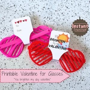 Brille oder Sonnenbrille Nicht bearbeitbare druckbare Valentinstage; Nicht essbarer Valentinstag; Sie erhellen meinen Tag Valentine