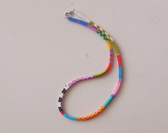 Hand Woven Colorful Necklace, Beaded Necklace, Seed Beaded NecklaceHand woven necklace, multicolored beaded jewelry,bohemian necklace