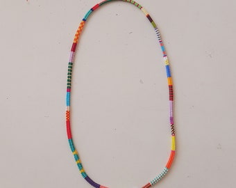 Hand Woven Colorful Necklace, Beaded Necklace, Seed Beaded NecklaceHand woven necklace, multicolored beaded jewelry,bohemian necklace