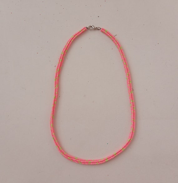 Hand Woven Seed Beaded Necklace, Bohemian Hippie Style