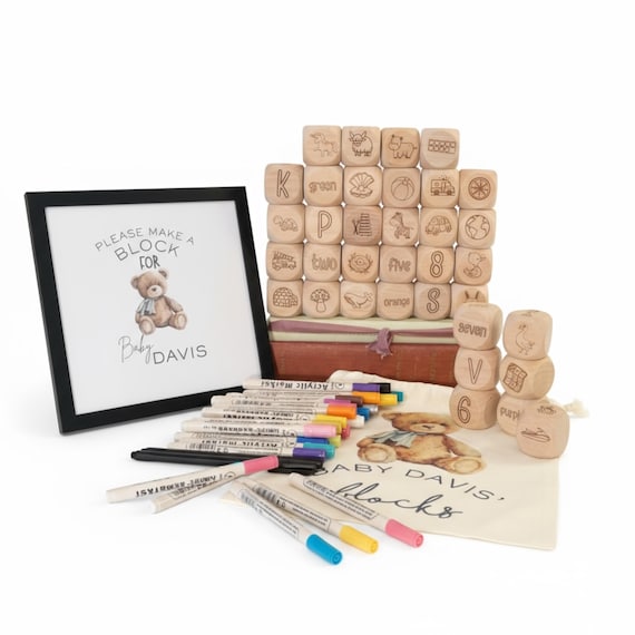 Baby Shower Activity Gift: Personalized Alphabet Blocks Decorating Shower Game