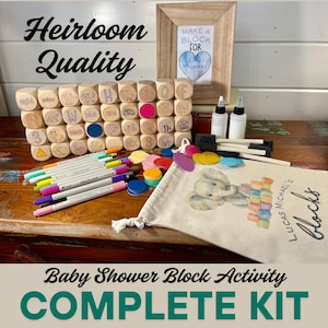 Regalo de actividad para baby shower: Juego de decoración con bloques del alfabeto personalizados