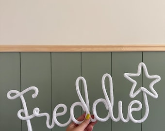 Personalized Knitted Wire Name Sign with Stars: Nursery Decor. Boy wall decoration.