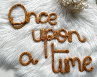 Once upon a time / knitted wire sign / kids room wall decor / reading corner / playroom