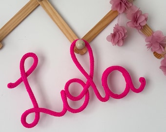 Personalized Name Wall Decor, Minimal Nursery Name Sign, Handmade Knitted Wire Words