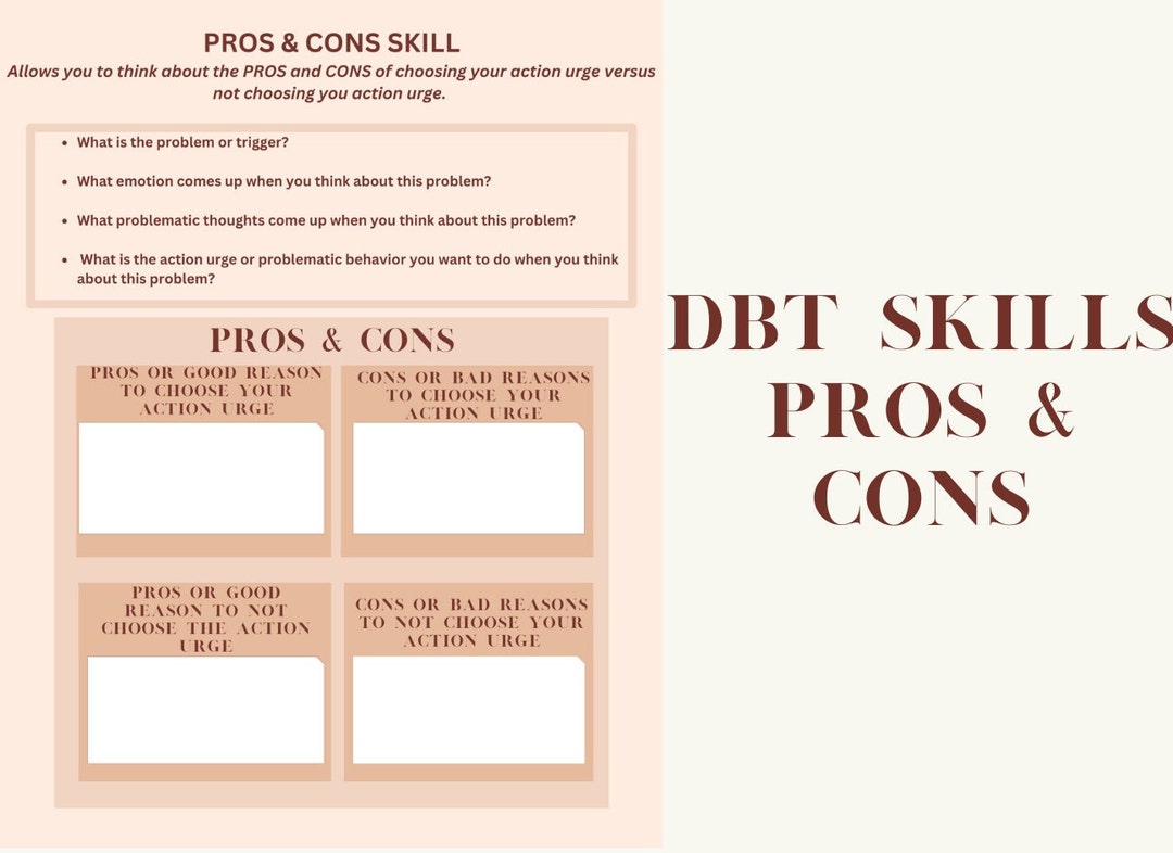 DBT PROS CONS Worksheet Etsy
