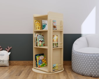 Children's Wooden Swivel Rotating Bookcase