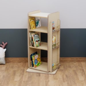 Wooden Rotating Swivel Bookshelf for Kids