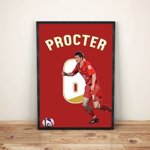 Accrington Football Club Retro EFL Andy Procter 6 Poster Geschenk gerahmt, ungerahmt und Grußkarten. Geburtstagsgeschenk, Weihnachtsgeschenke.