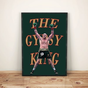 Tyson Fury The Gypsy King eins von 2 Weihnachts- und Originalplakaten Plakat Poster Geschenk gerahmt, ungerahmt und Grußkarten. und Geschenke.