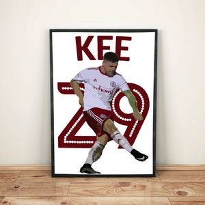 Accrington Football Club Billy Kee 29 2017/18 Titelgewinnende Saison Poster gerahmt, Grußkarten. Geburtstags- und Weihnachtsgeschenke