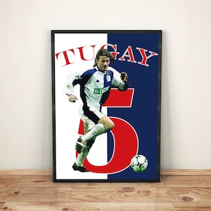 Póster retro de la leyenda de Tugay Blackburn Rovers Premier League, póster, regalo, enmarcado, sin marco y tarjetas de felicitación y regalos.