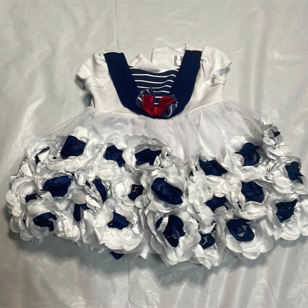 Nannette Baby Sailor Blue White Dress