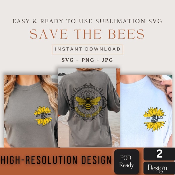 Save the Bees SVG Bundle - Get the Buzz Back & Sauvons les abeilles Design