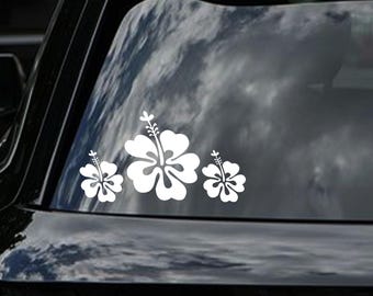 Hibiscus Flower Decor Hibiscus Flower Car Decal Cute Flower Car Sticker Summer Flower Car Sticker Hibiscus Girl Sticker Flower Car Sticker