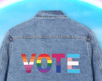 LGBT Vote Jeansjacke, Queer Vote Jeansjacke, Pride Country Jeansjacke, Gay Pride Jacke