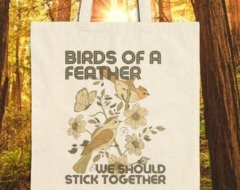 Birds of a Feather Cotton Canvas Tote Bag, Billie Eilish Fan Tote Bag, Hit Me Hard and Soft Fan Tote Bag