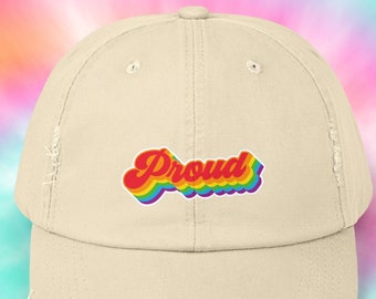 LGBTQ Pride Unisex Distressed Cap, Proud Cap, Pride Hat, Pride Month Hat