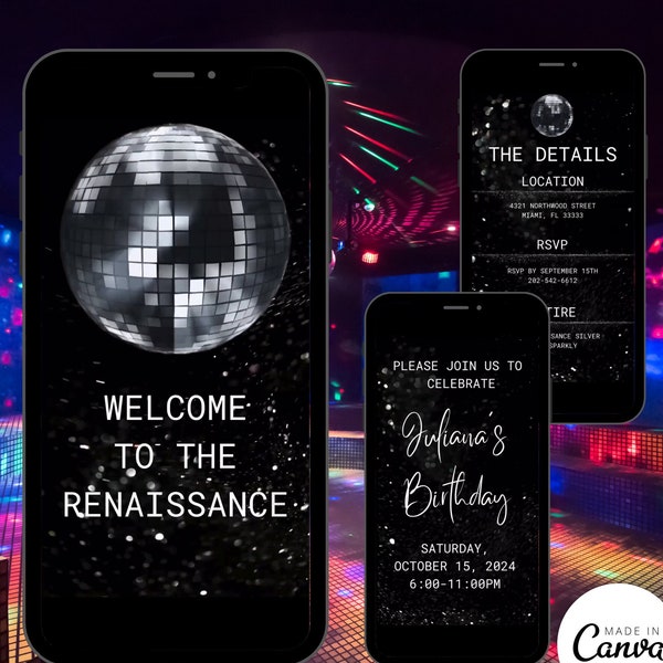 Beyoncé Renaissance Digital Animated Invitation, Beyoncé Customizable Electronic Invitation, Beyoncé-themed Party Animated Mobile Invitation