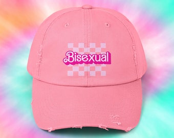 Bisexual Unisex Distressed Cap, Bi Pride Cap, Bisexual Hat, Bi Pride Hat